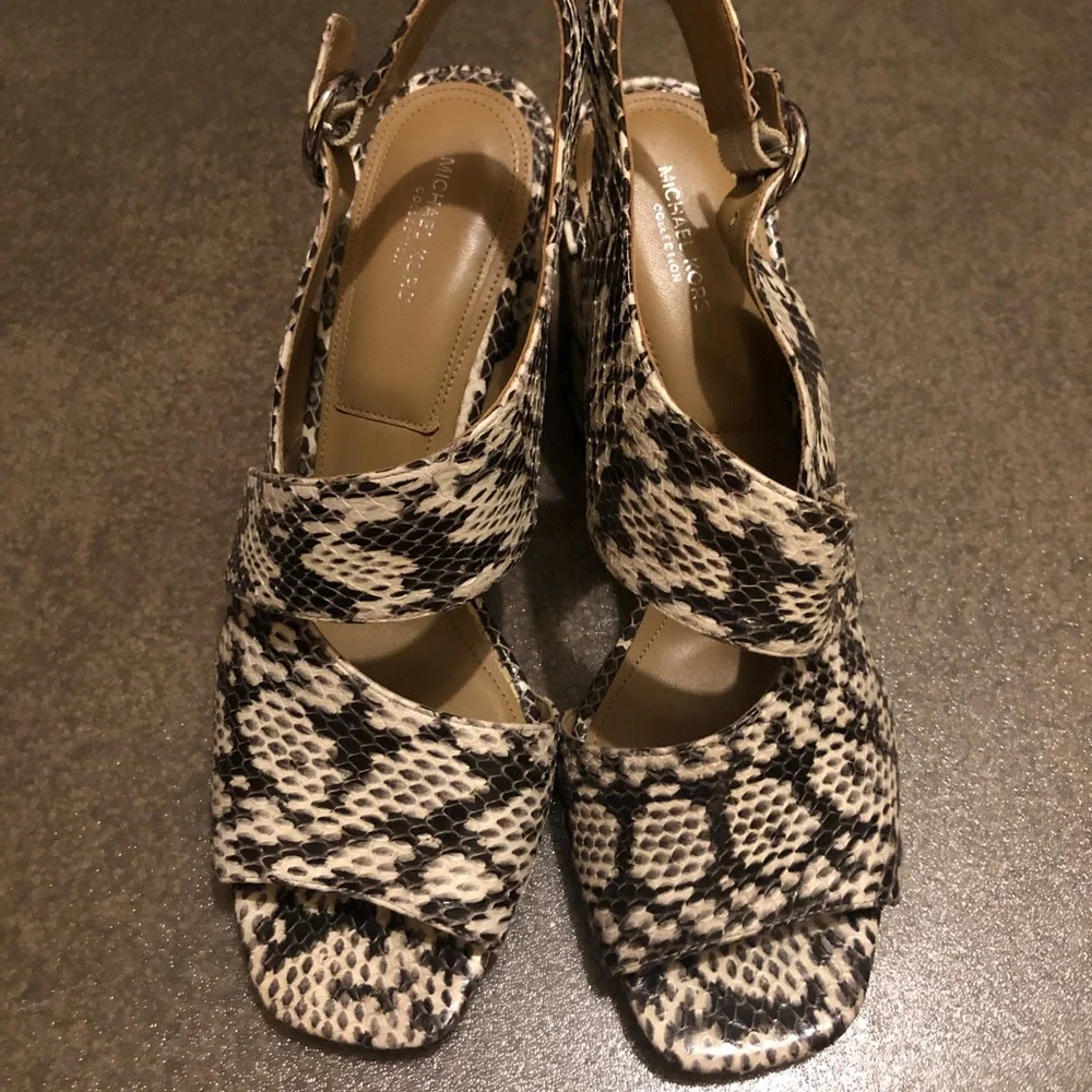 Michael kors collection real genuine snakeskin leather block heels 40 9 9.5 10 - Picture 5 of 12